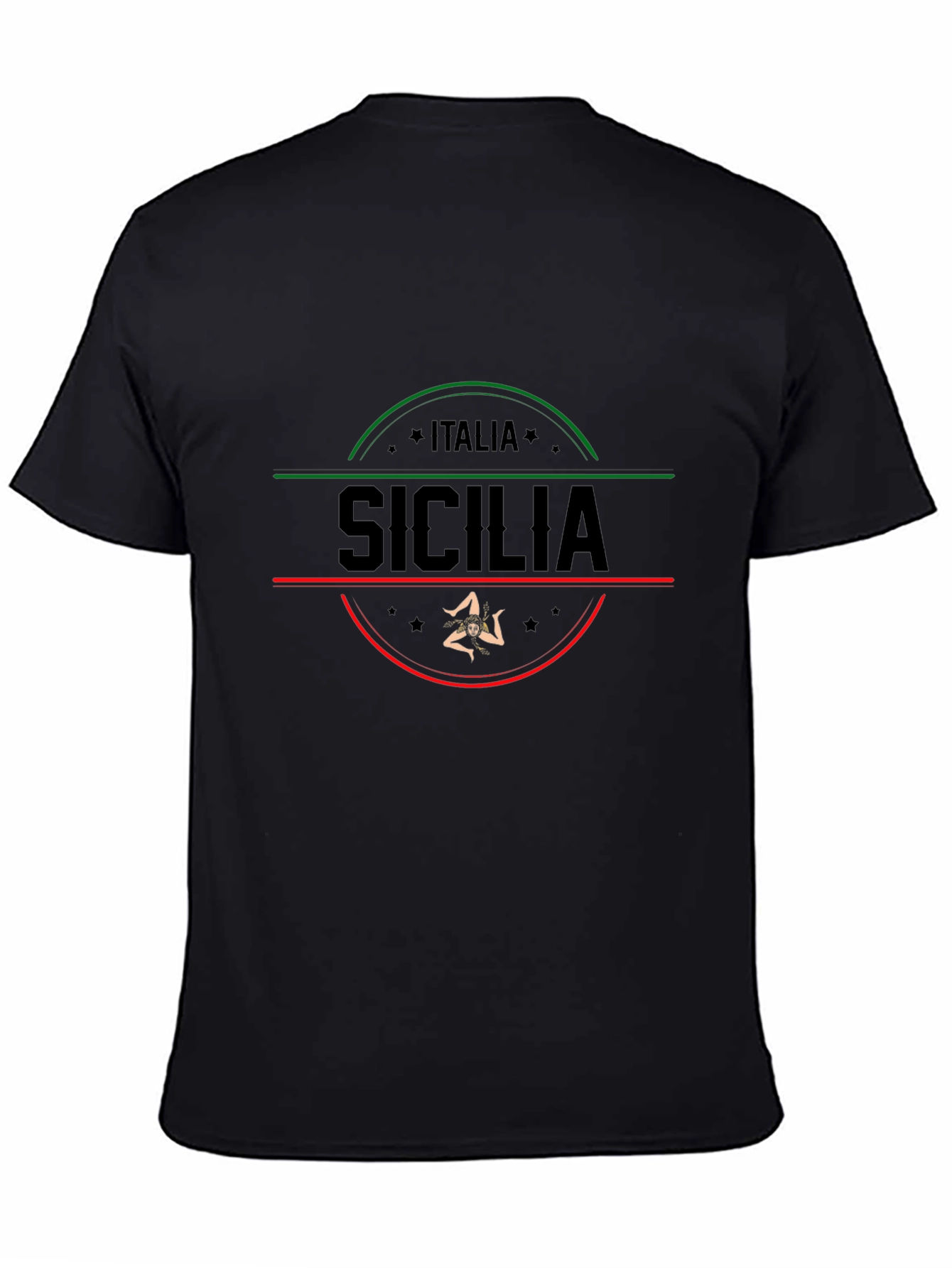 Italia Sicilia Black Graphic T-Shirt