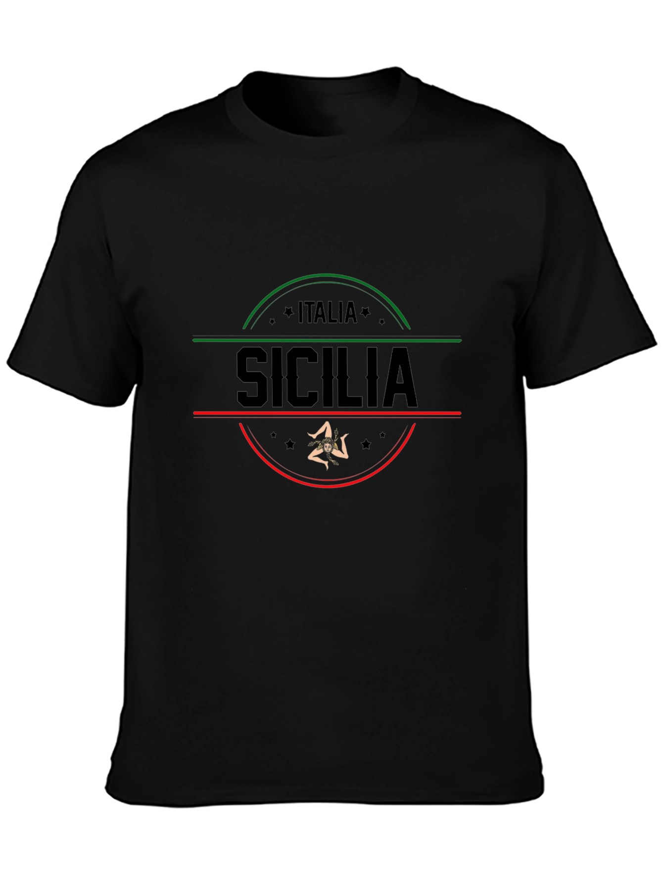 Italia Sicilia Black Graphic T-Shirt