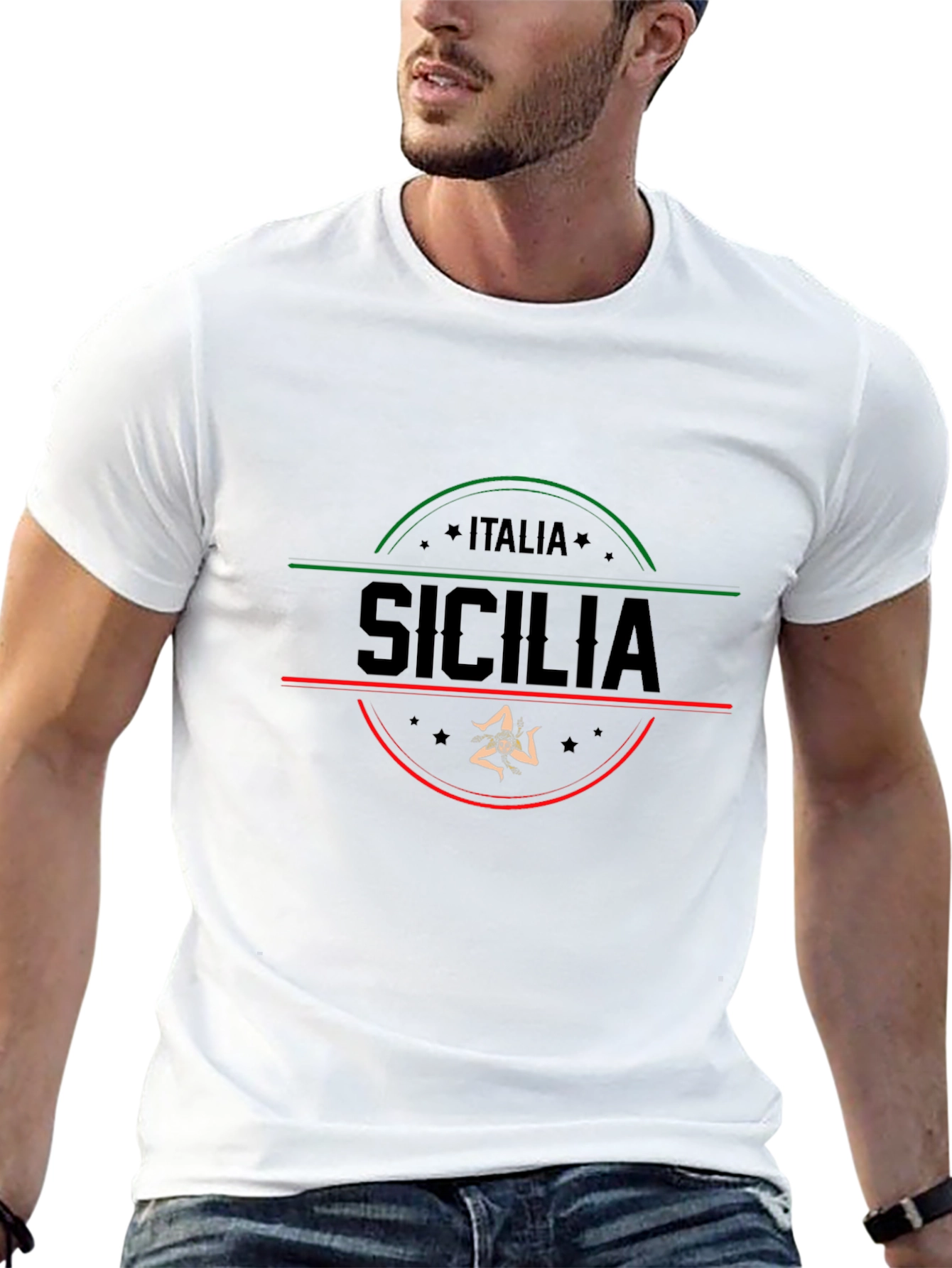 Italia Sicilia Black Graphic T-Shirt