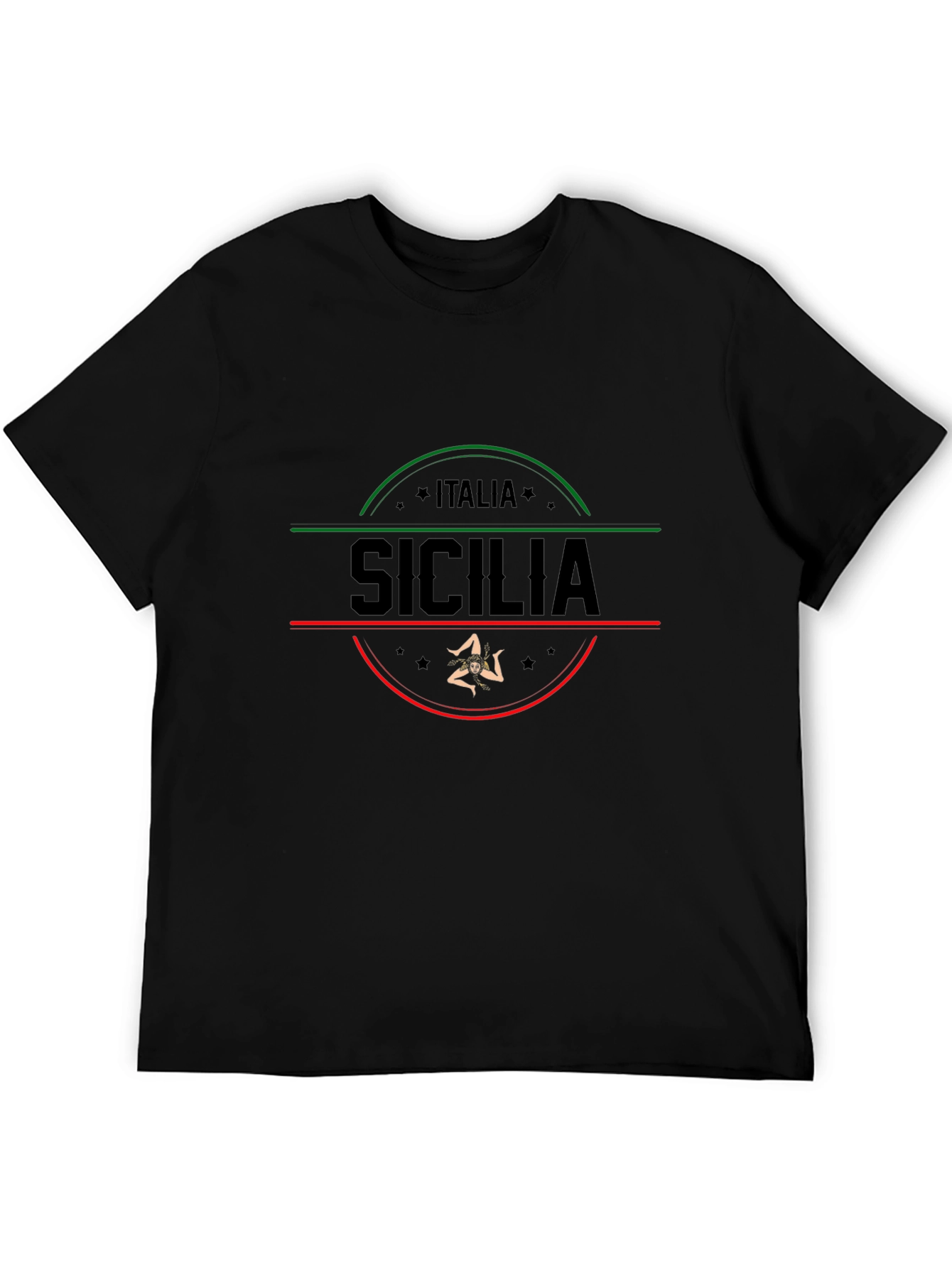 Italia Sicilia Black Graphic T-Shirt