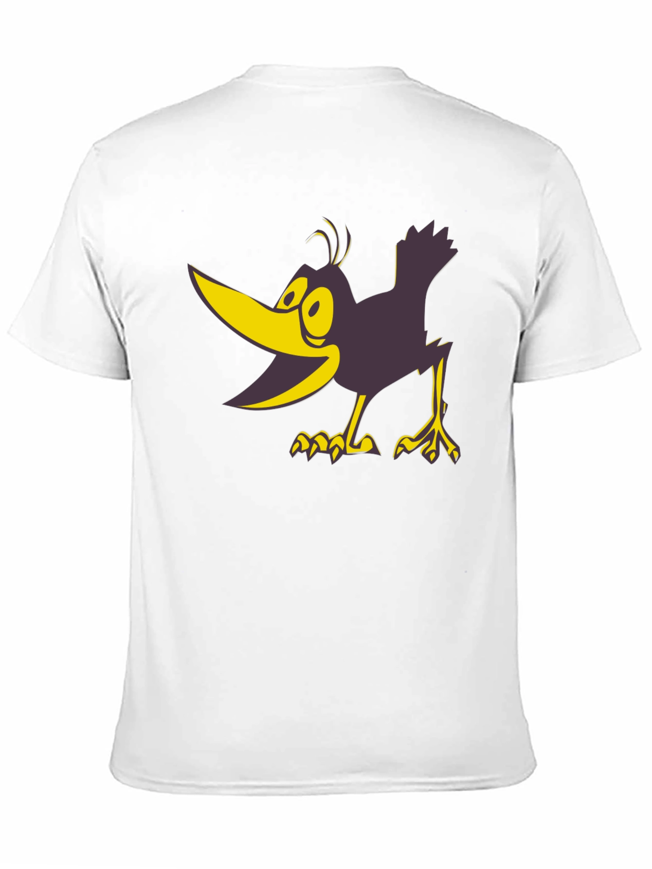 Cartoon Crow Graphic Tee - Black Crew Neck