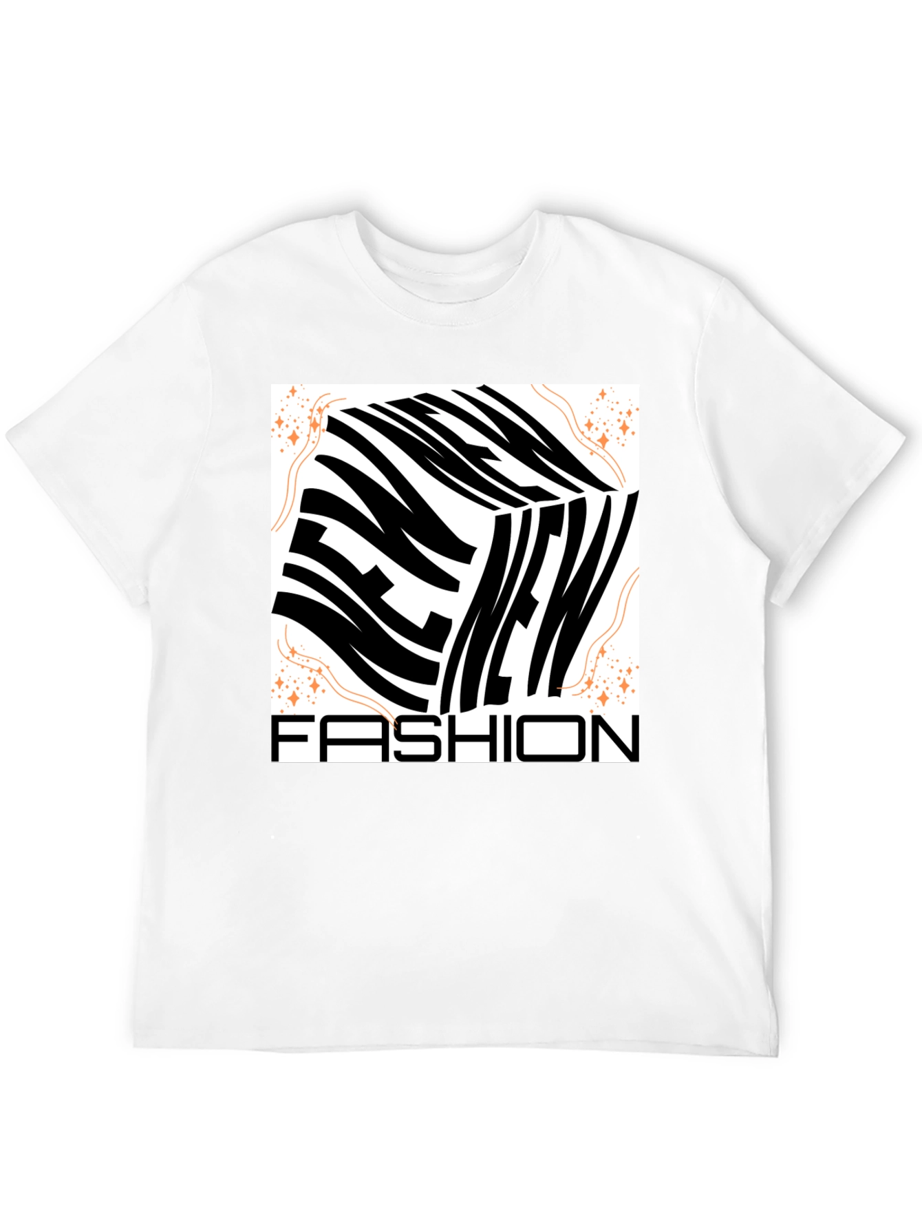 New Fashion Graphic Tee - Mens Black Crew Neck
