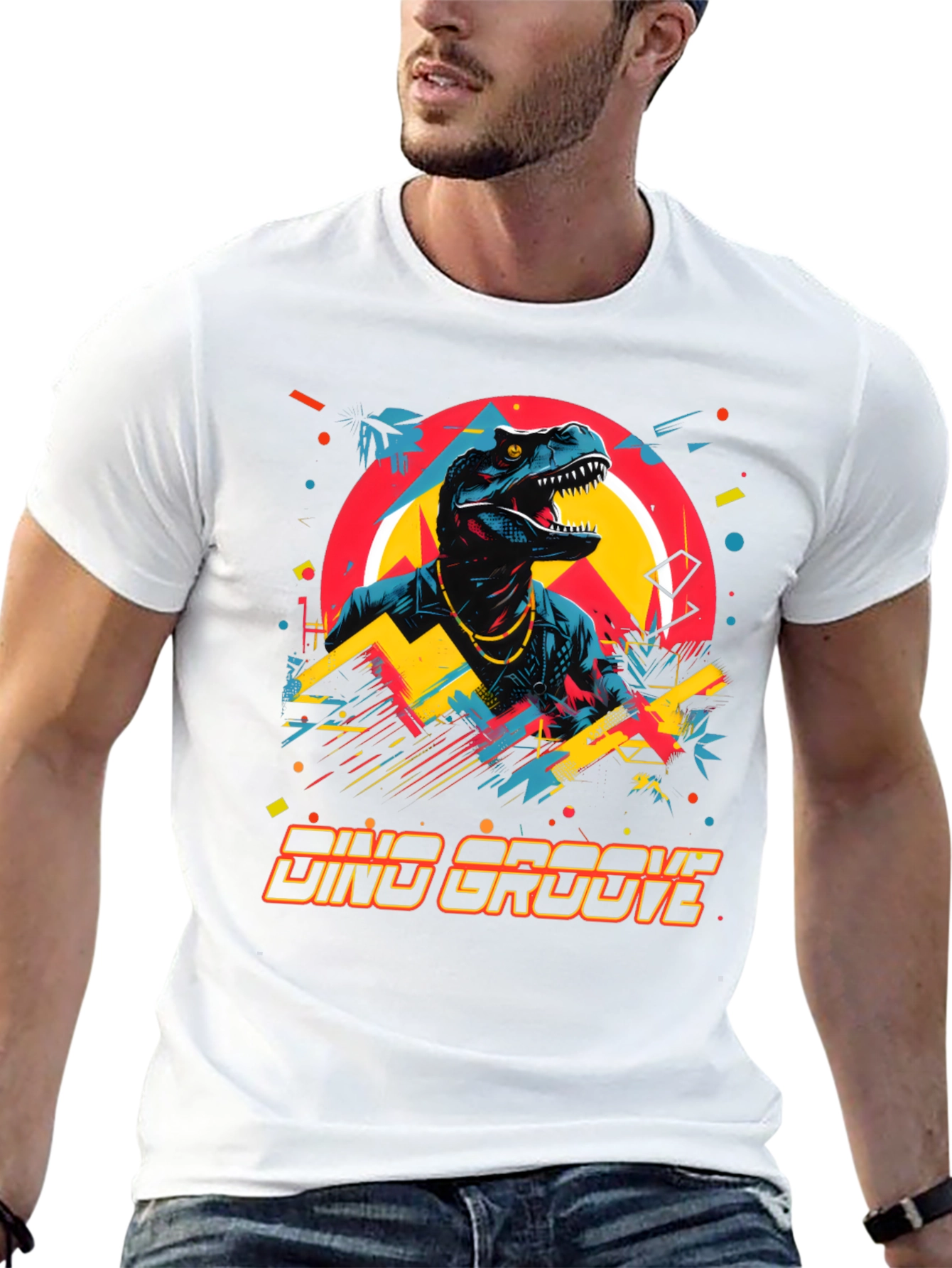 Dino Groove Graphic Tee - Retro Dinosaur Design
