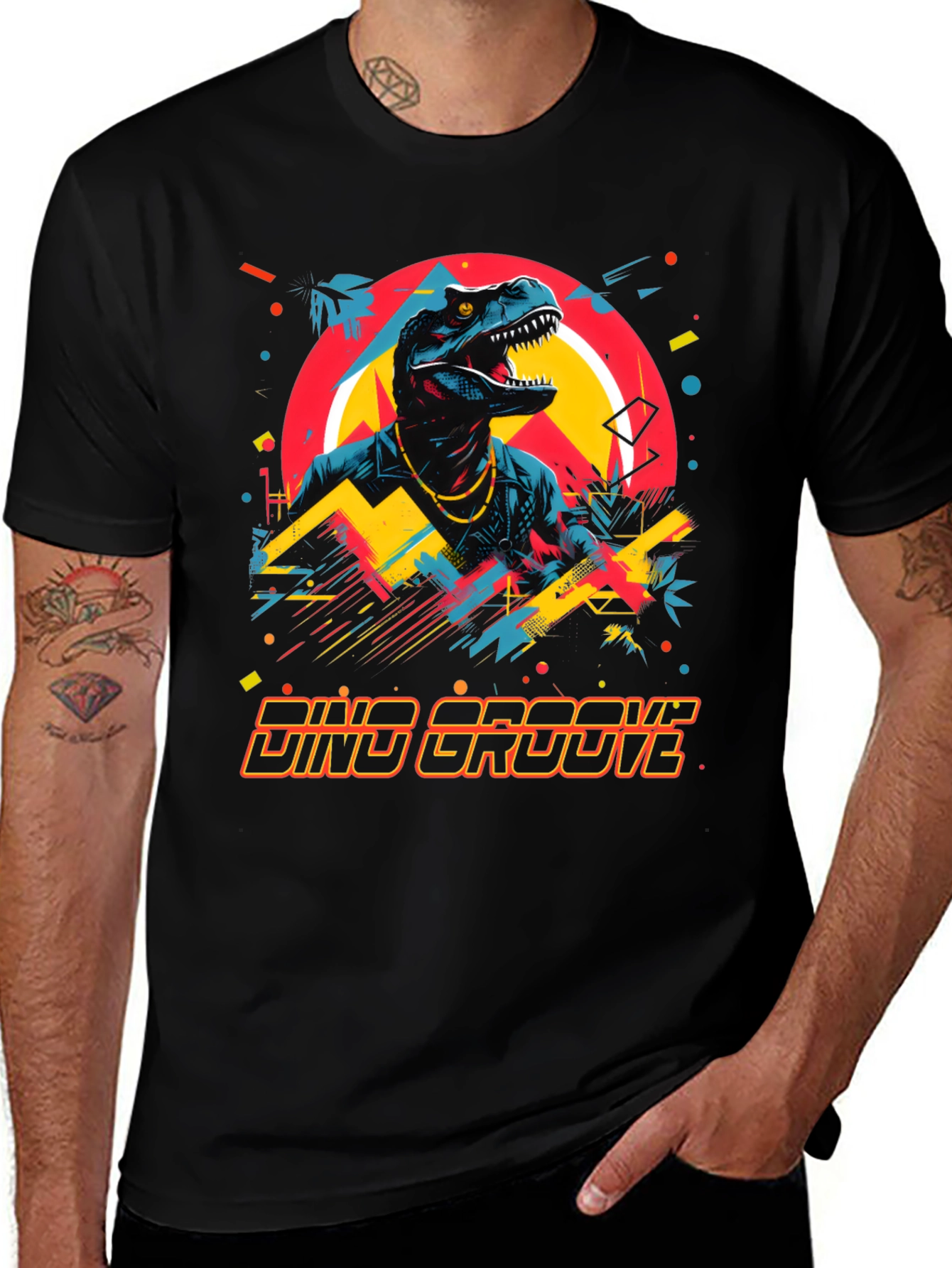 Dino Groove Graphic Tee - Retro Dinosaur Design
