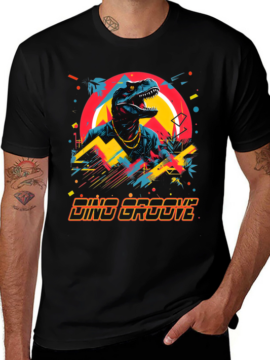 Dino Groove Graphic Tee - Retro Dinosaur Design