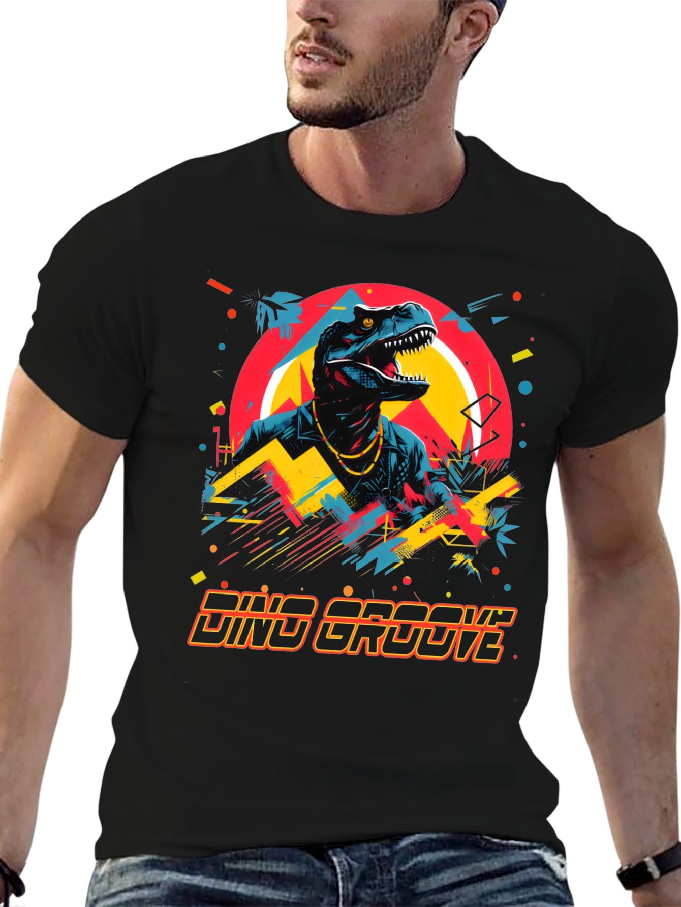 Dino Groove Graphic Tee - Retro Dinosaur Design