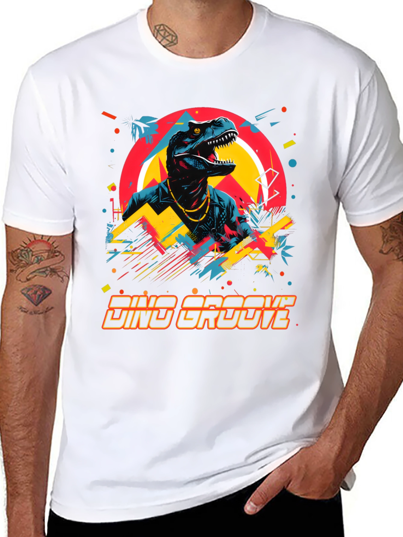 Dino Groove Graphic Tee - Retro Dinosaur Design