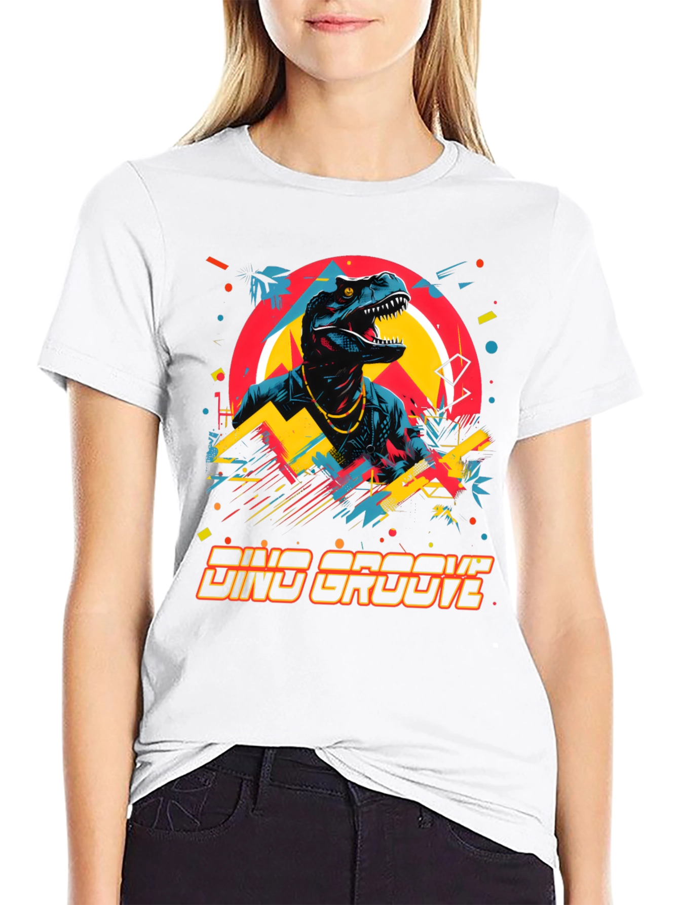 Dino Groove Graphic Tee - Retro Dinosaur Design