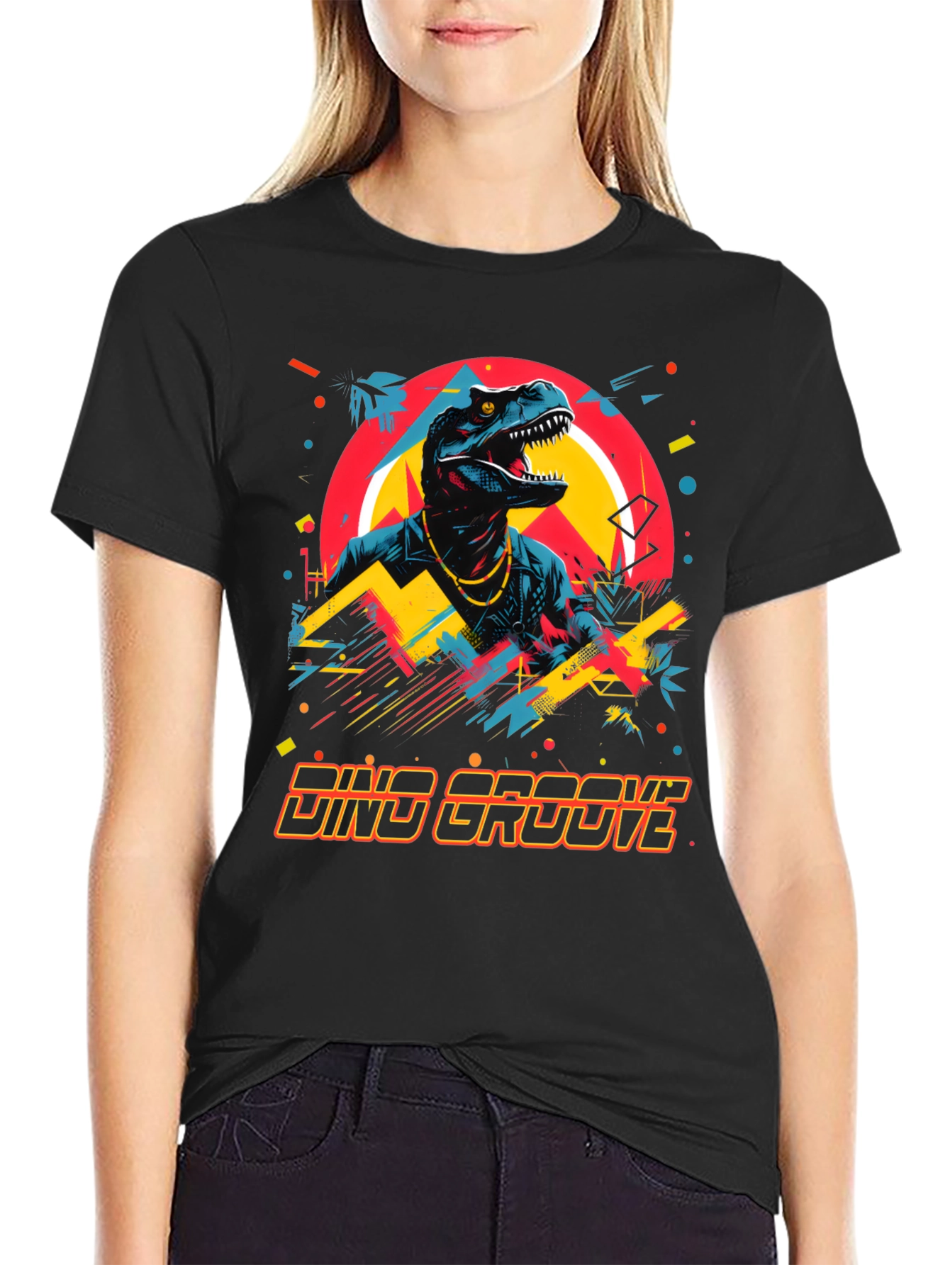 Dino Groove Graphic Tee - Retro Dinosaur Design