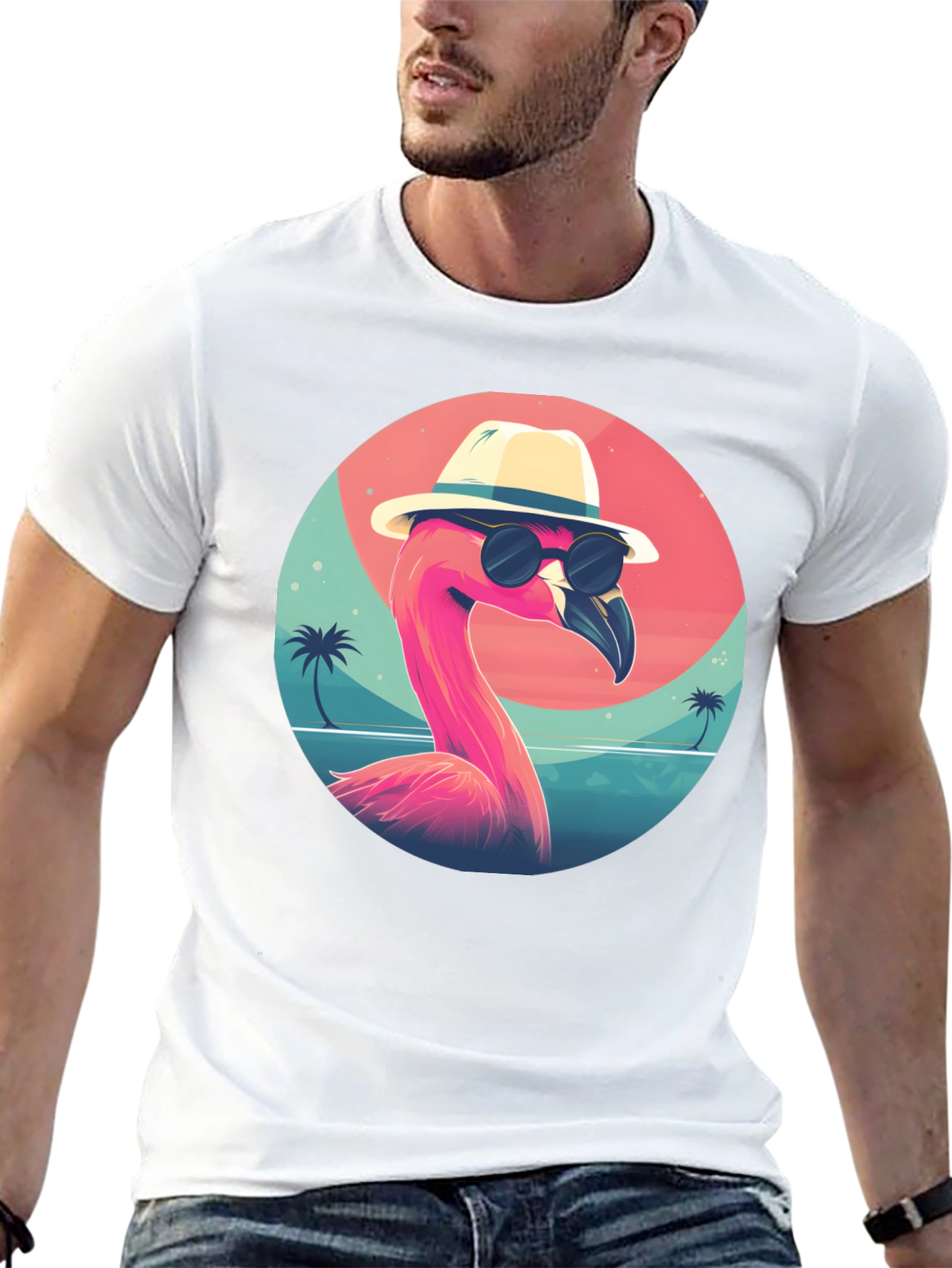 Cool Flamingo Graphic Tee - Black
