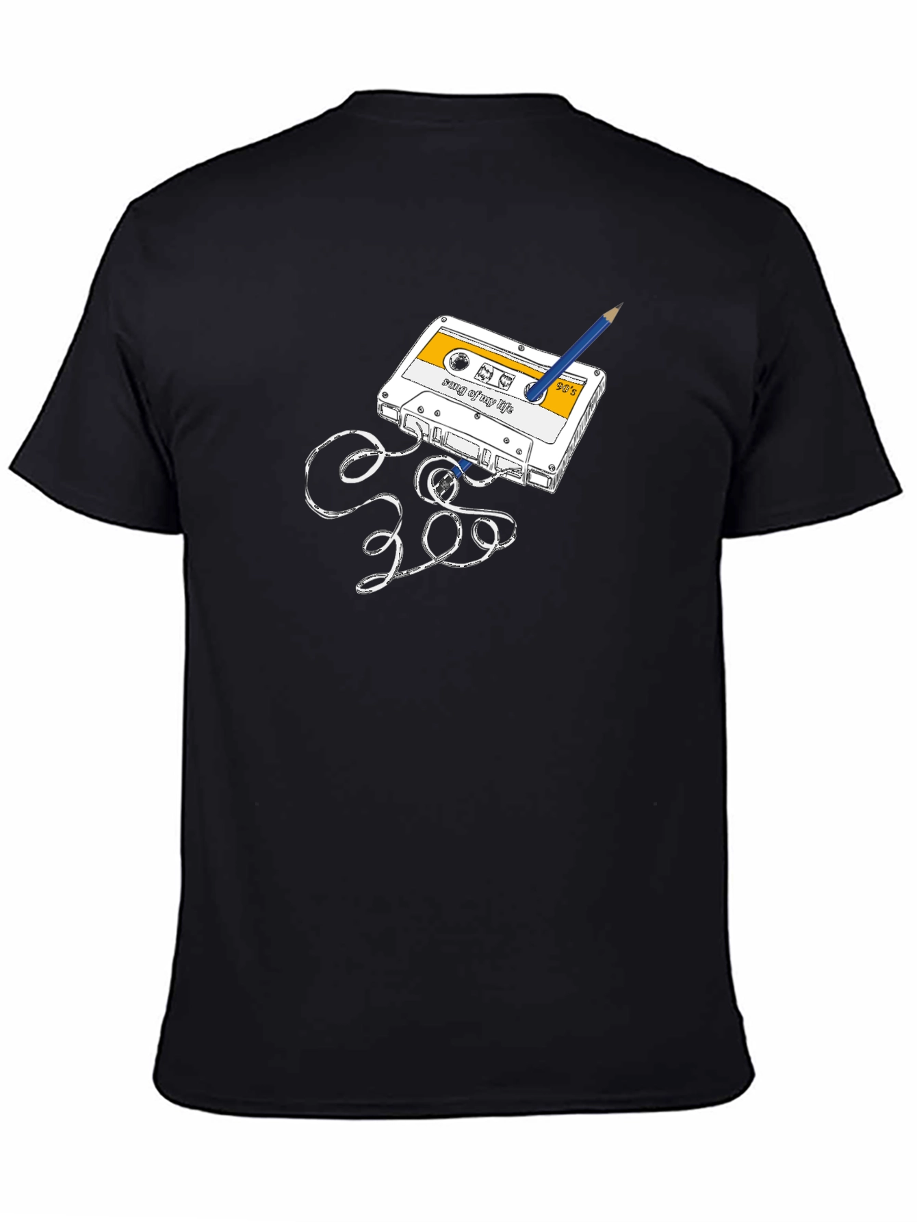 Retro Cassette Tape & Pencil Graphic T-Shirt