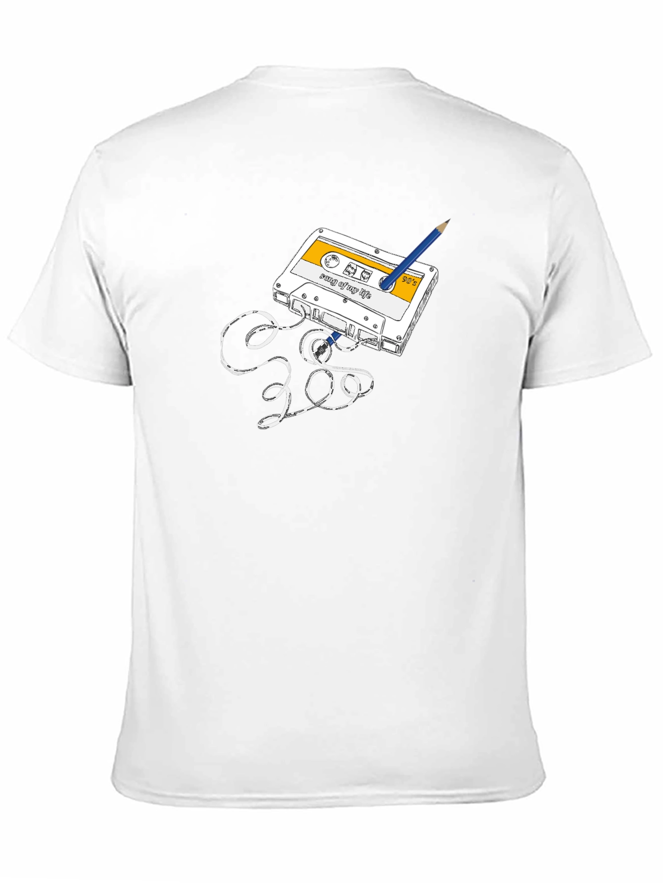 Retro Cassette Tape & Pencil Graphic T-Shirt