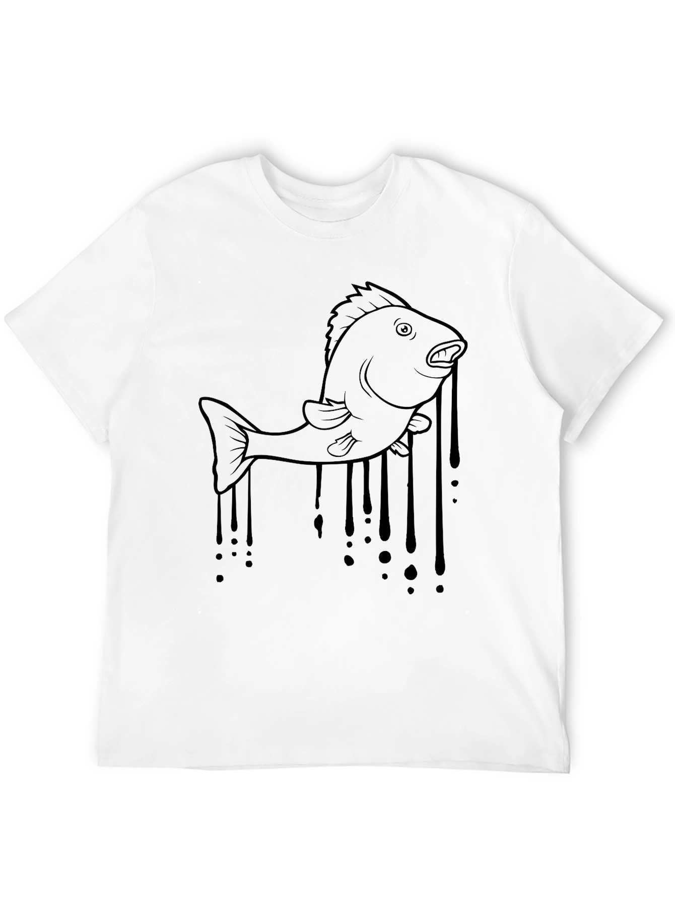 Melting Fish Graphic Tee - Black Cotton T-Shirt