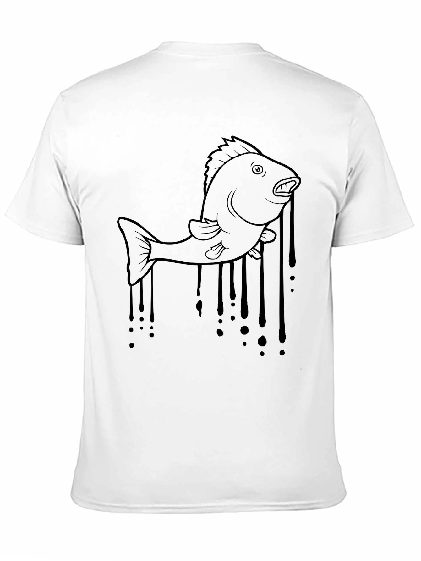 Melting Fish Graphic Tee - Black Cotton T-Shirt