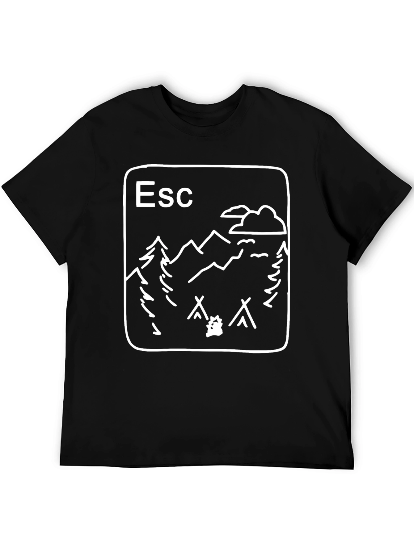 Escape Outdoors Camping T-Shirt - Black Cotton Tee