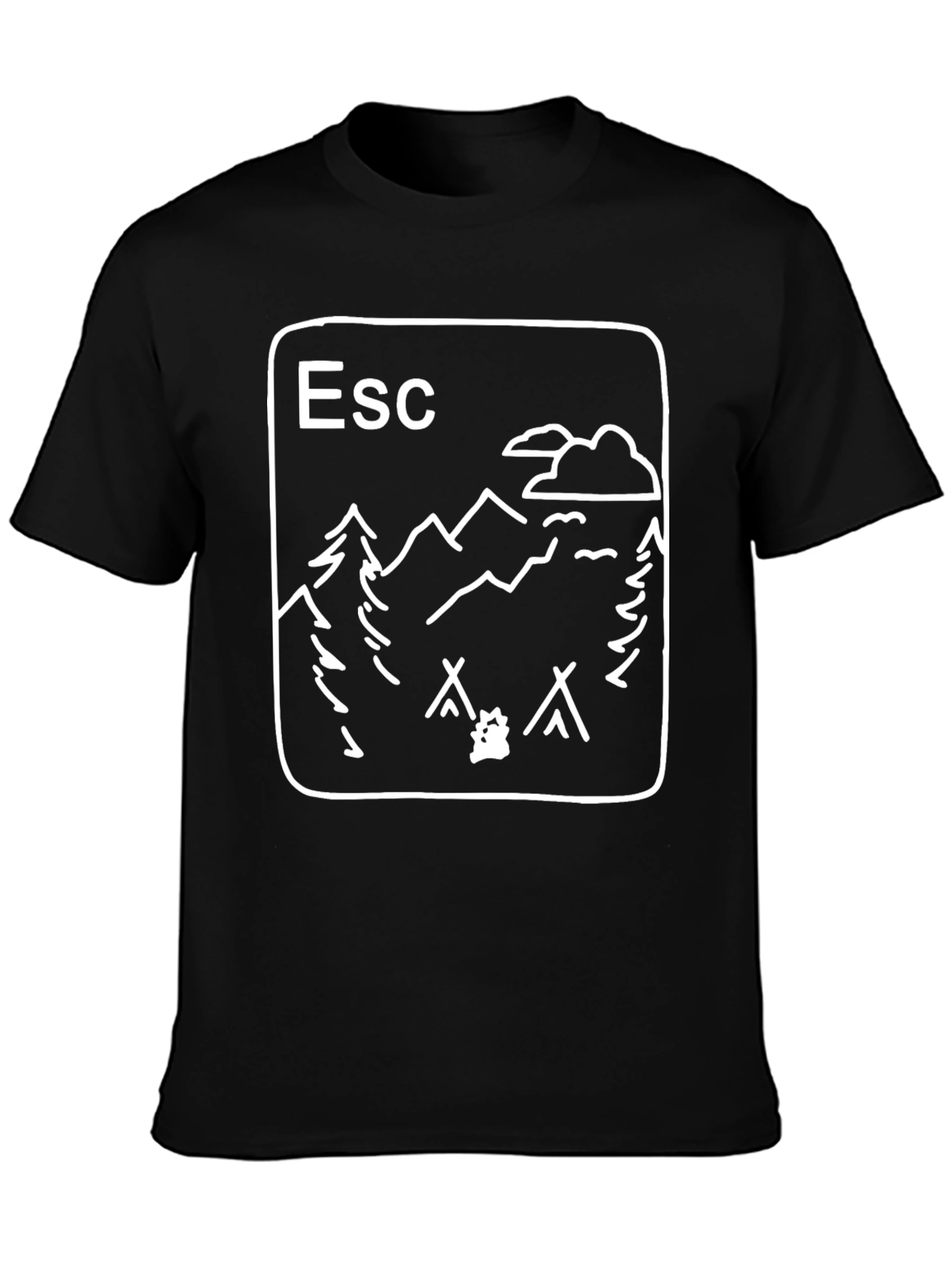 Escape Outdoors Camping T-Shirt - Black Cotton Tee
