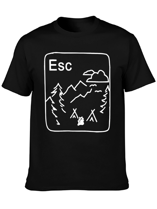 Escape Outdoors Camping T-Shirt - Black Cotton Tee
