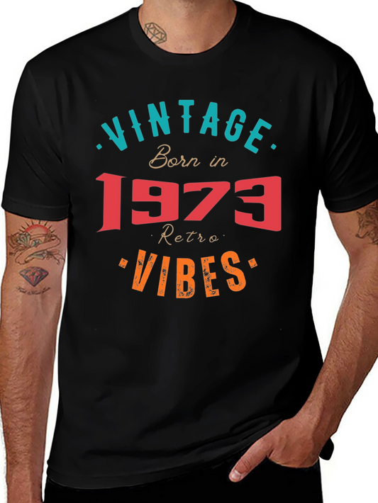 Vintage Born in 1973 Retro Vibes Graphic Tee