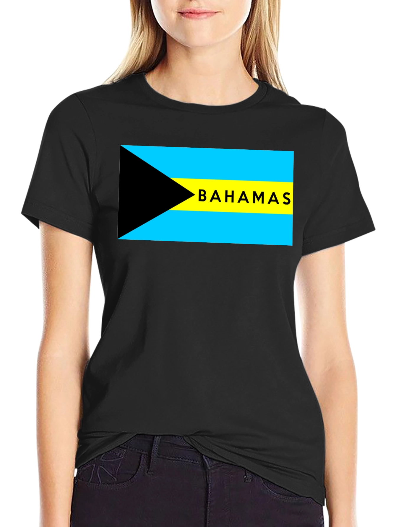 Bahamas Flag Graphic T-Shirt - Black