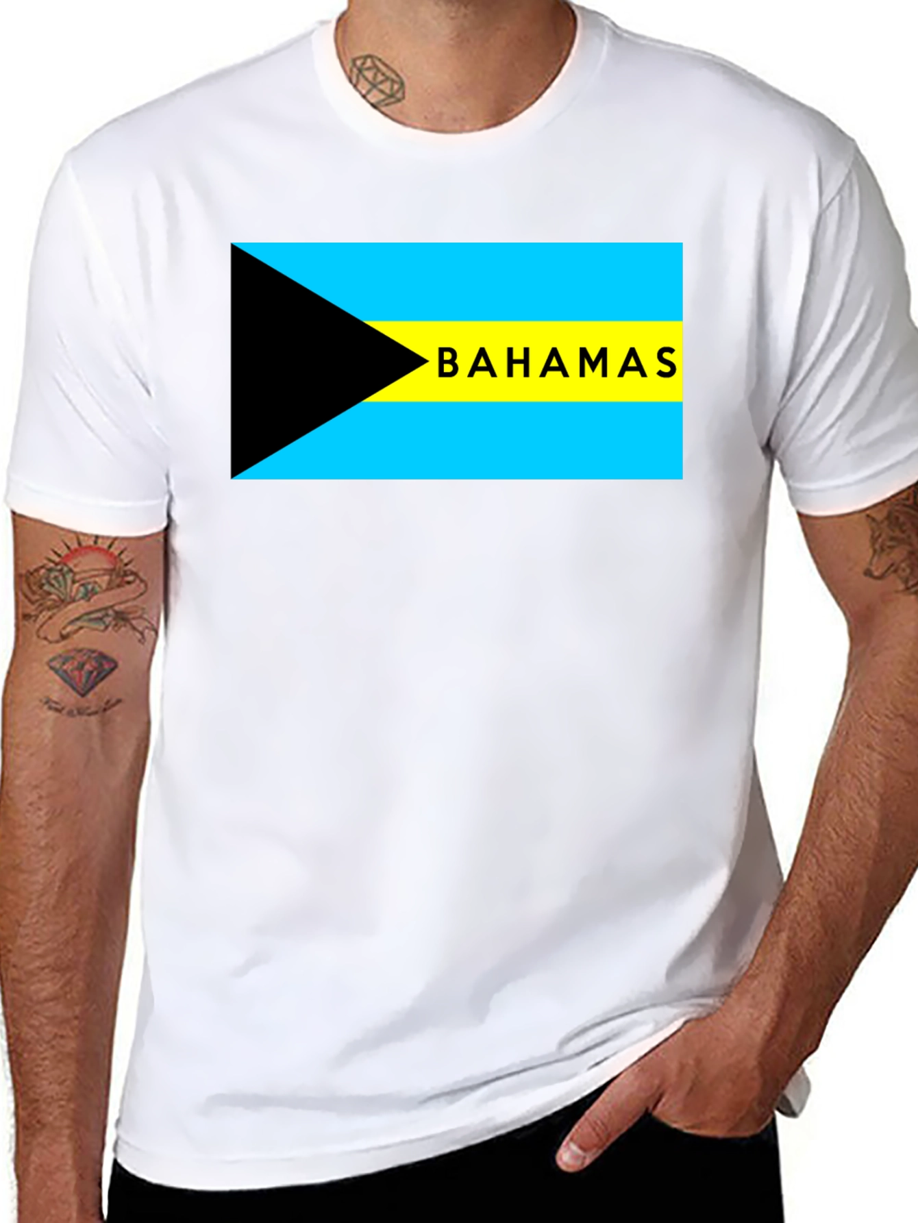 Bahamas Flag Graphic T-Shirt - Black