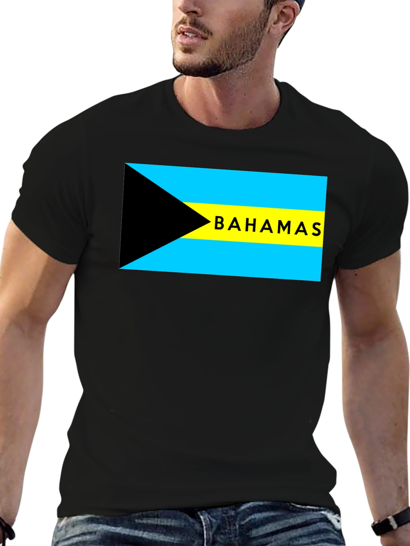 Bahamas Flag Graphic T-Shirt - Black