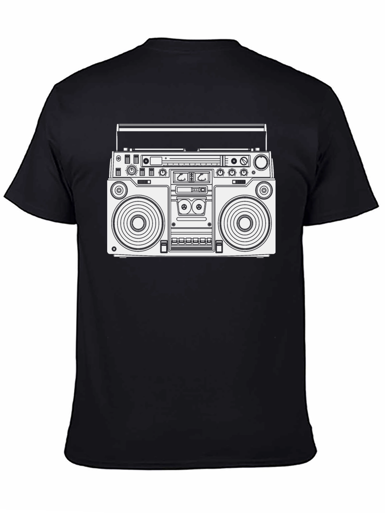 Retro Boombox Graphic T-Shirt - Black