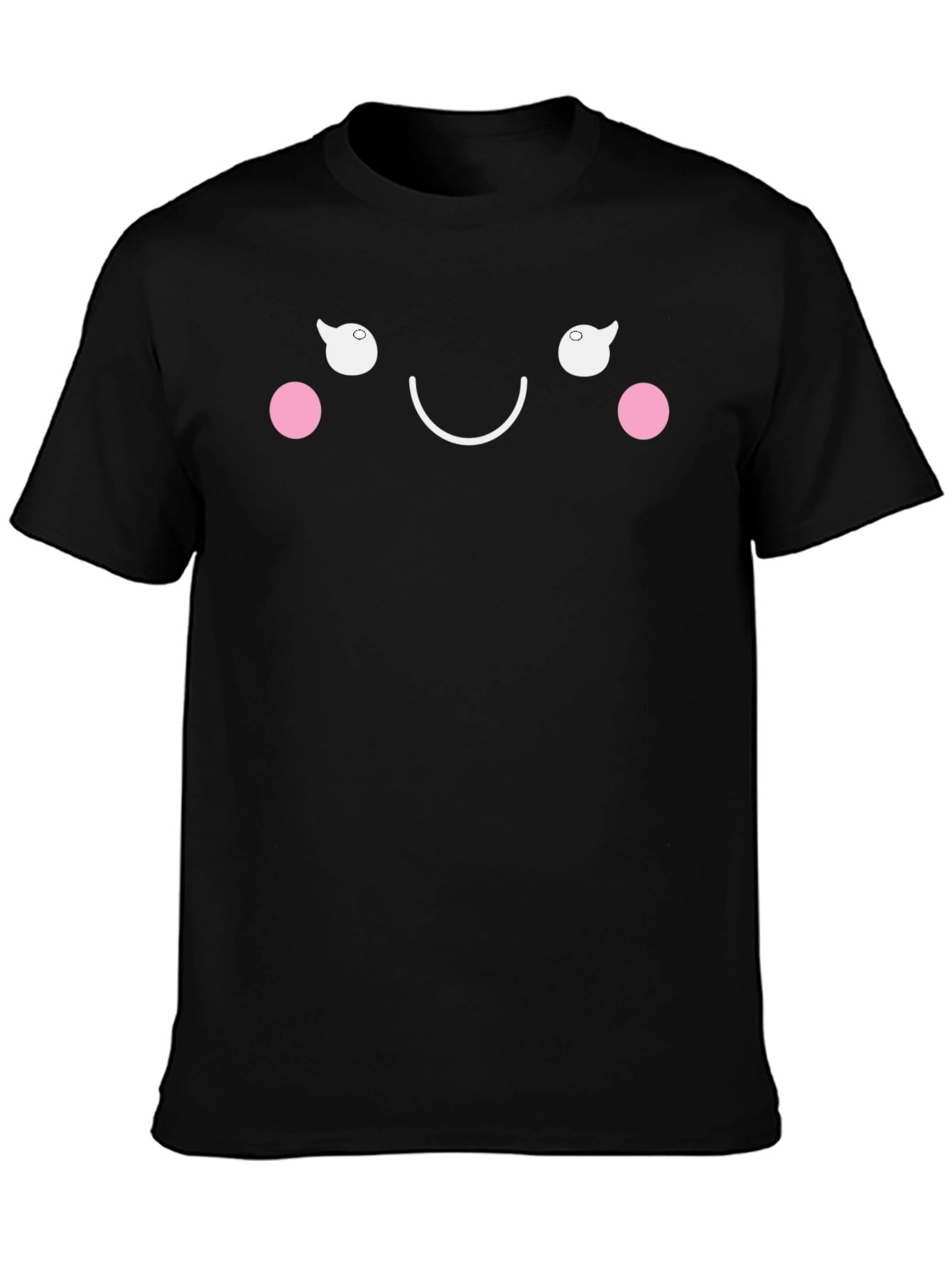 Kawaii Face Black T-Shirt - Express Your Happy Mood!