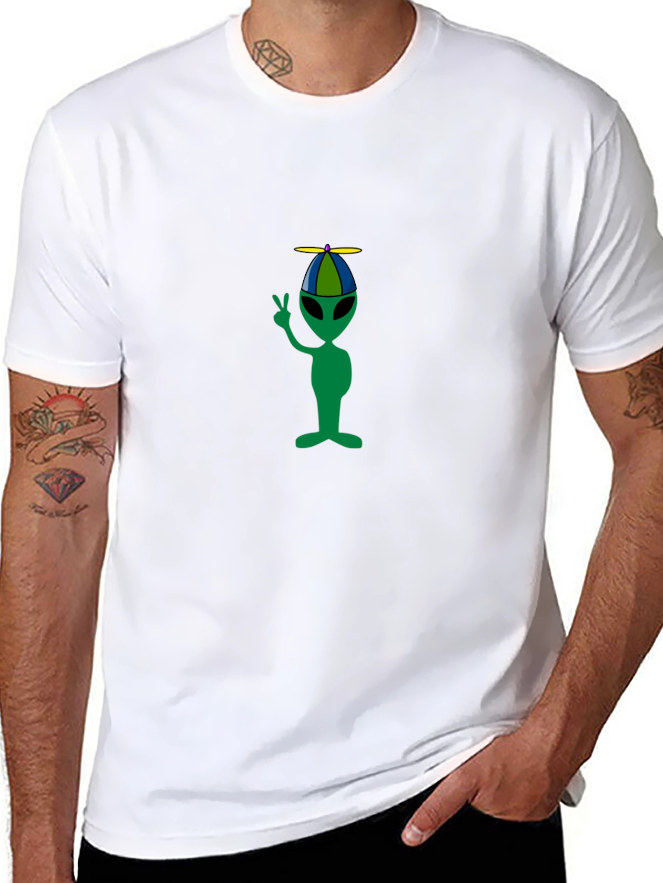 Alien Propeller Hat T-Shirt - Black