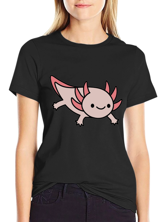 Axolotl Black T-Shirt - Cute Amphibian Tee
