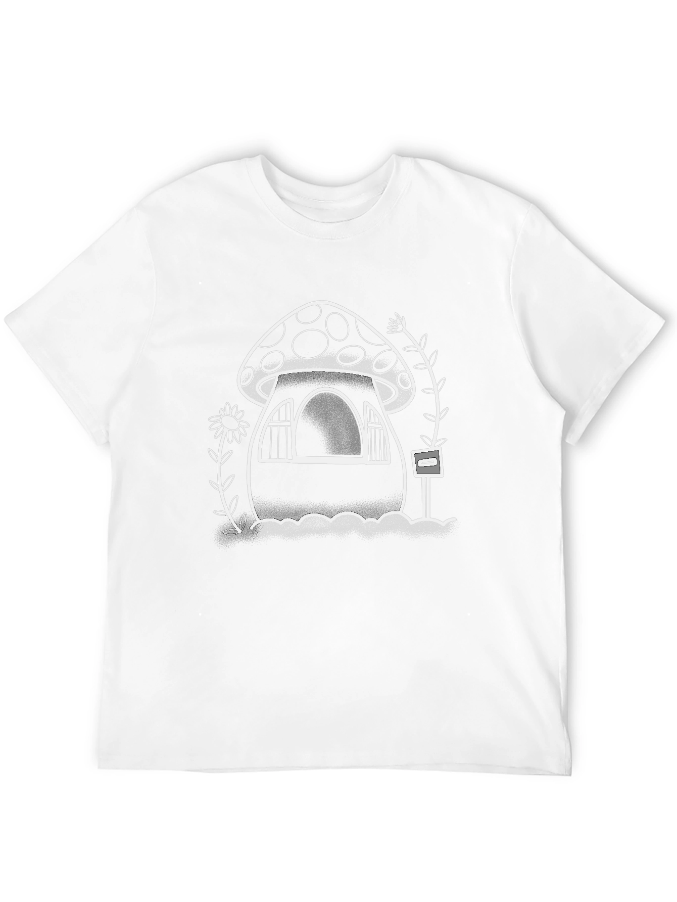 Mushroom House Graphic Tee - Quirky Black T-Shirt