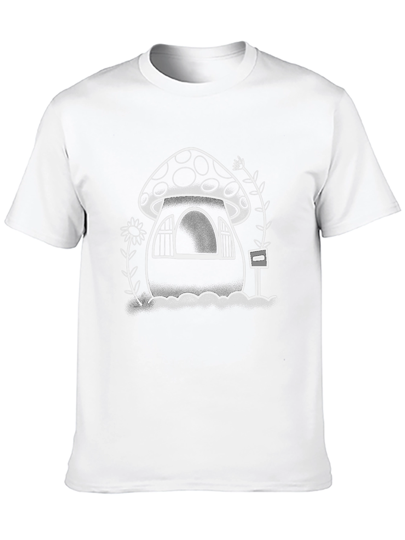Mushroom House Graphic Tee - Quirky Black T-Shirt