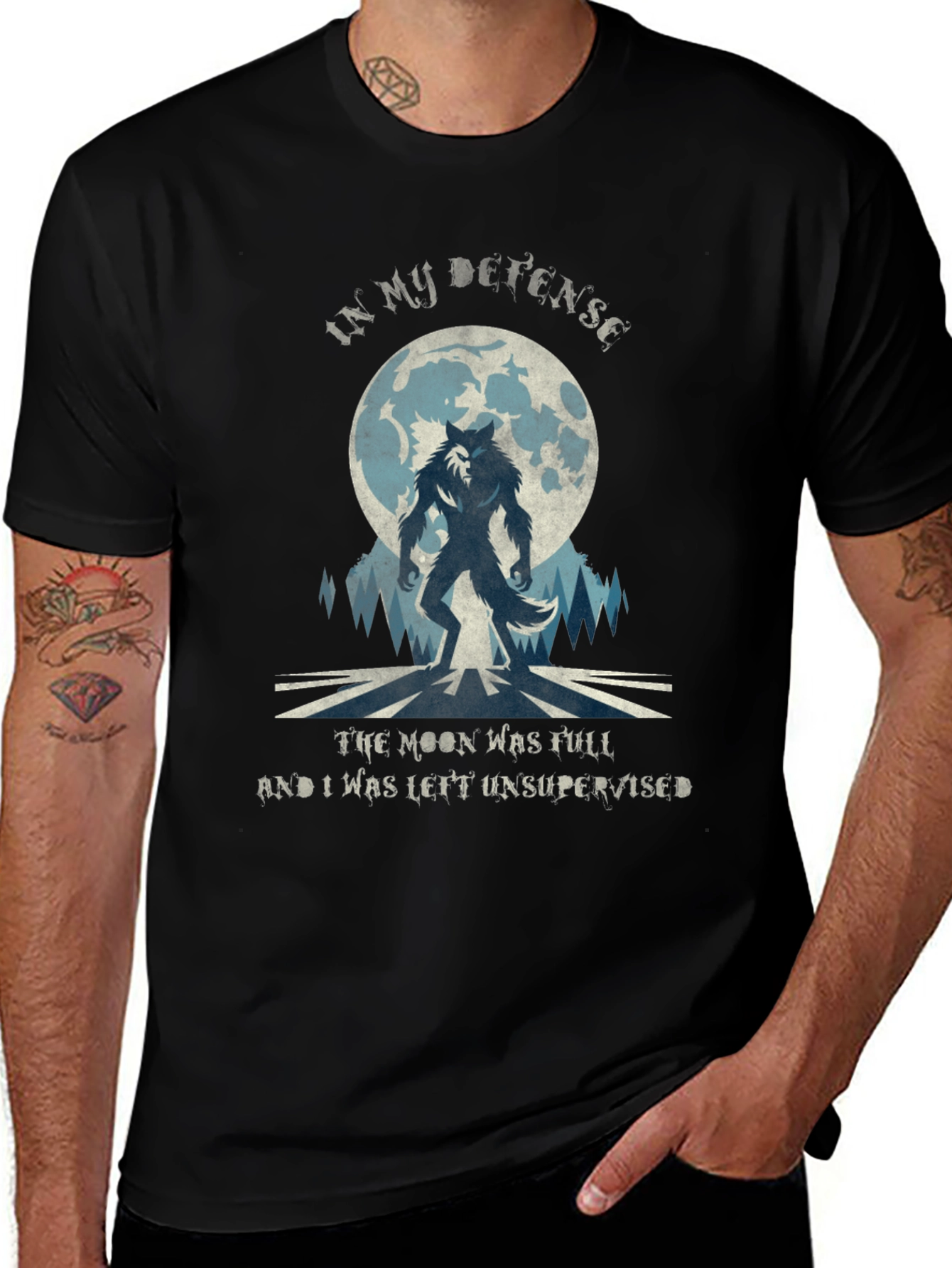Werewolf Moon T-Shirt - In My Defense Funny Tee