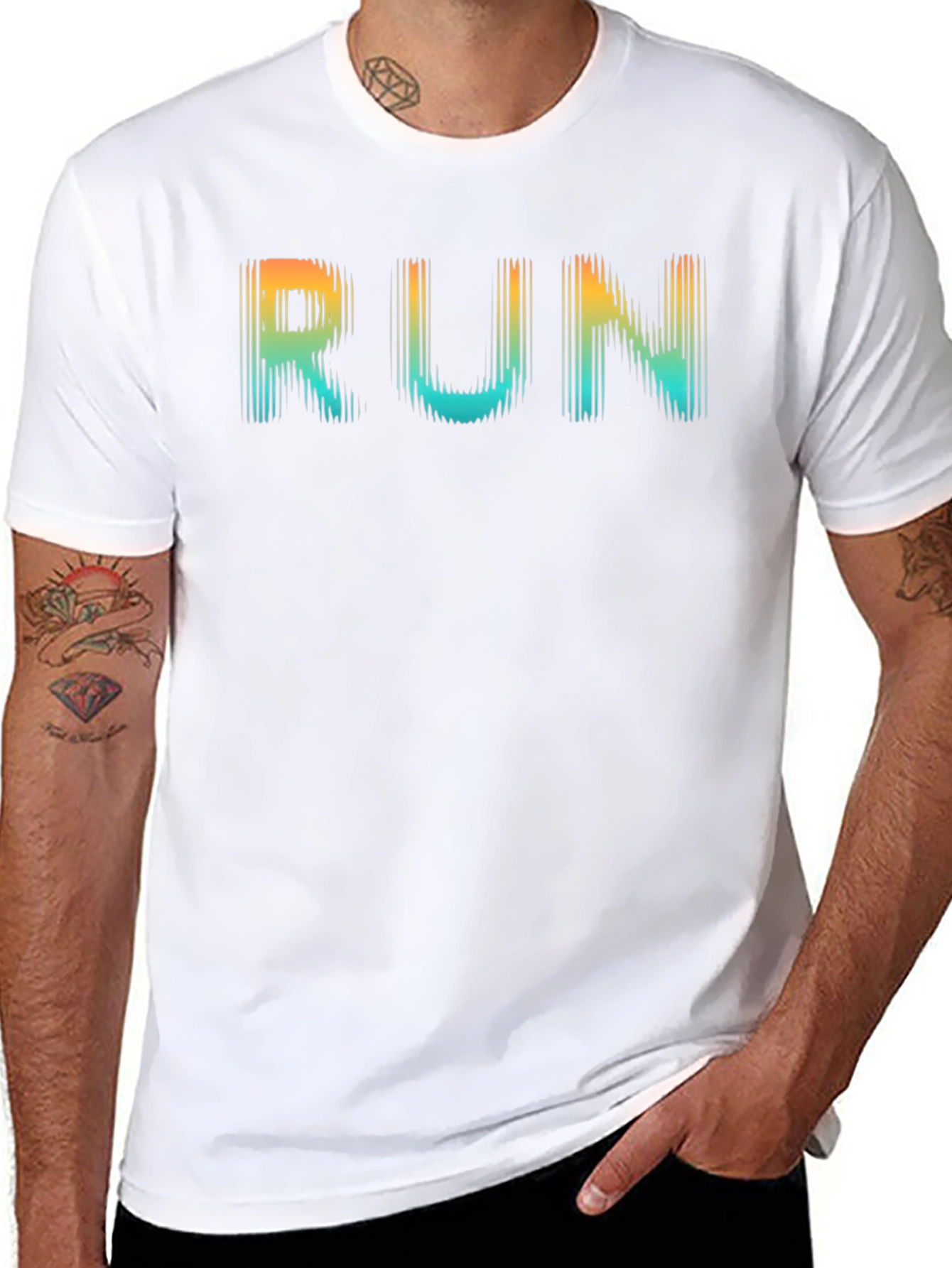 Mens Black RUN Graphic T-Shirt