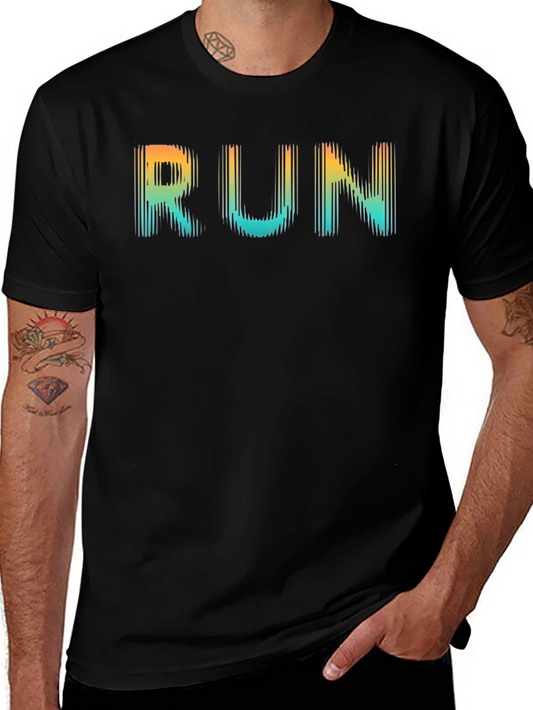 Mens Black RUN Graphic T-Shirt