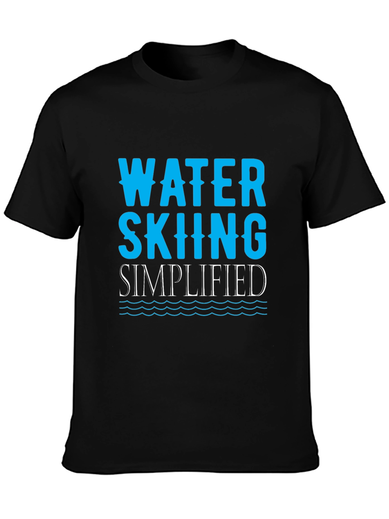 Water Skiing Simplified Black T-Shirt