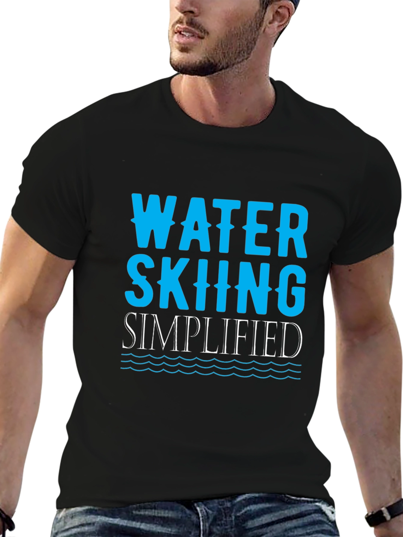Water Skiing Simplified Black T-Shirt
