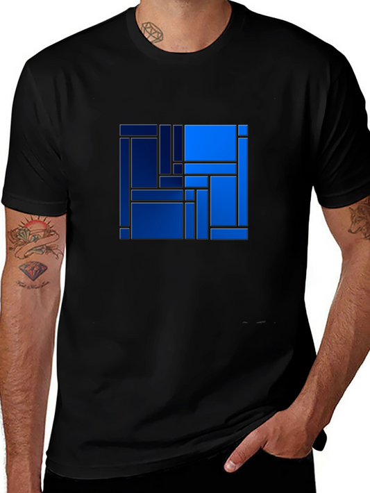 Abstract Geometric Blue Square Art Print T-Shirt