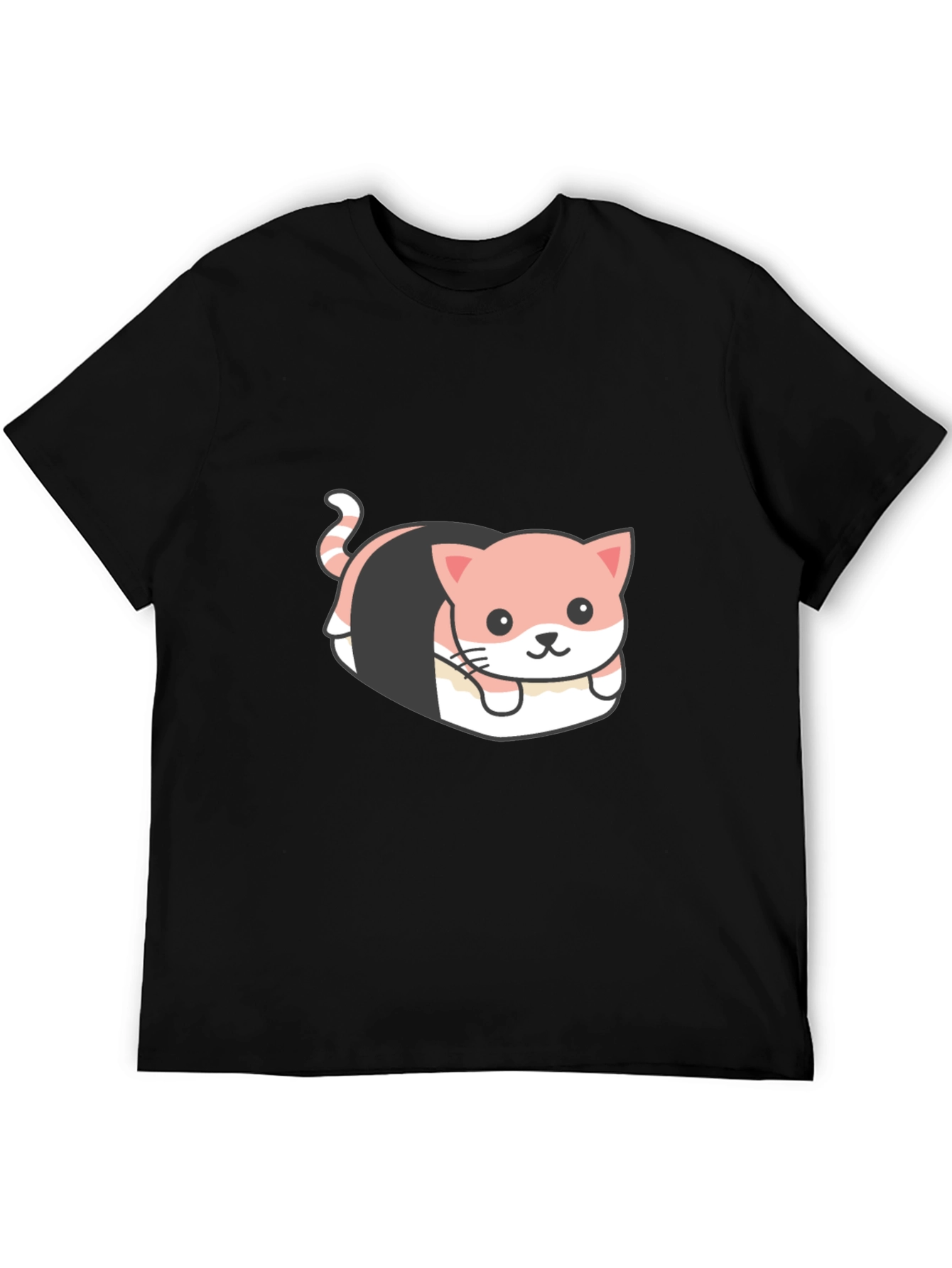 Sushi Cat Graphic Tee - Quirky Black T-Shirt