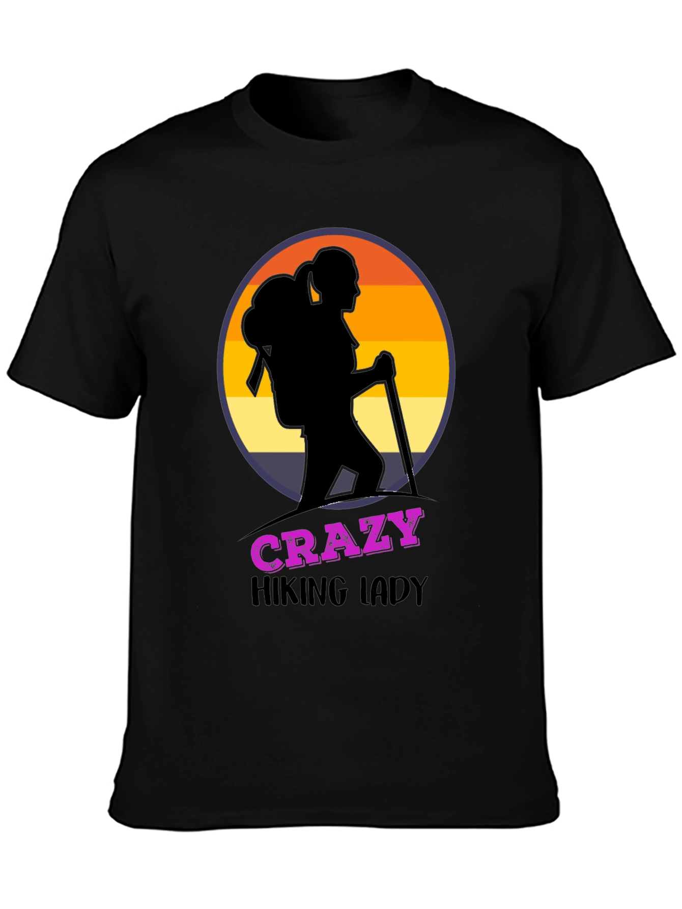 Crazy Hiking Lady Graphic T-Shirt