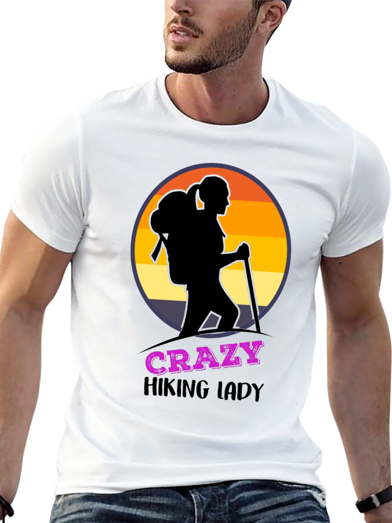 Crazy Hiking Lady Graphic T-Shirt