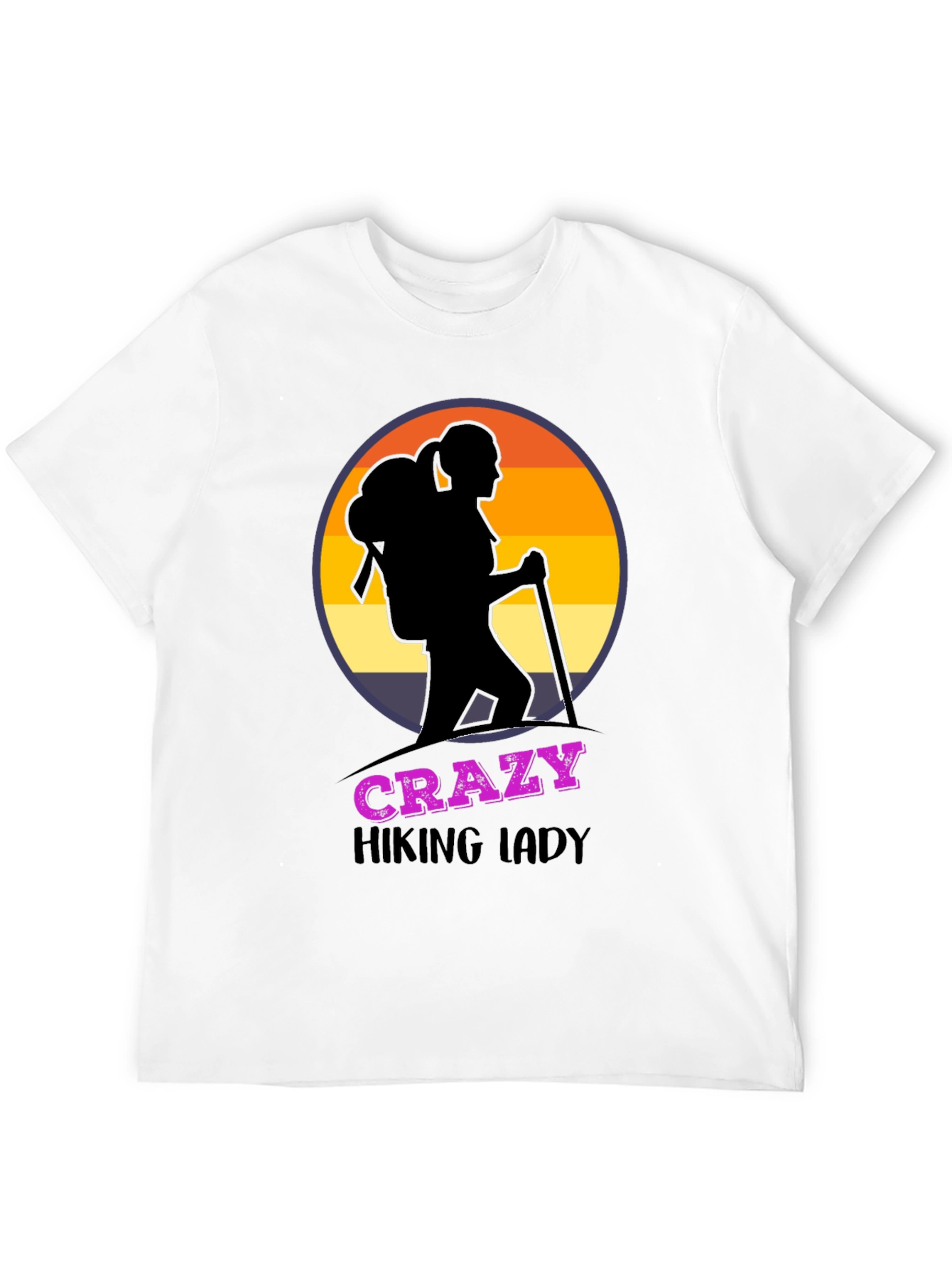 Crazy Hiking Lady Graphic T-Shirt