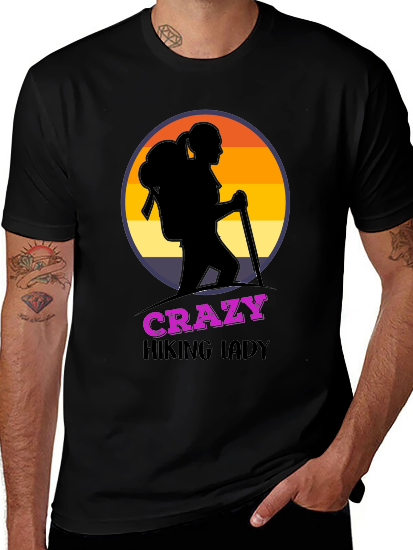 Crazy Hiking Lady Graphic T-Shirt