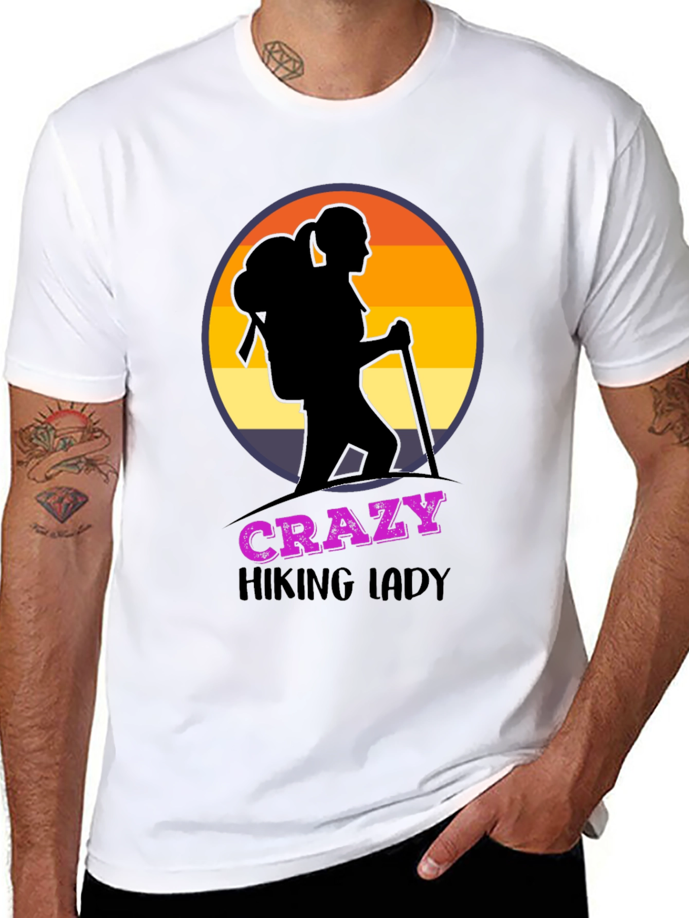 Crazy Hiking Lady Graphic T-Shirt