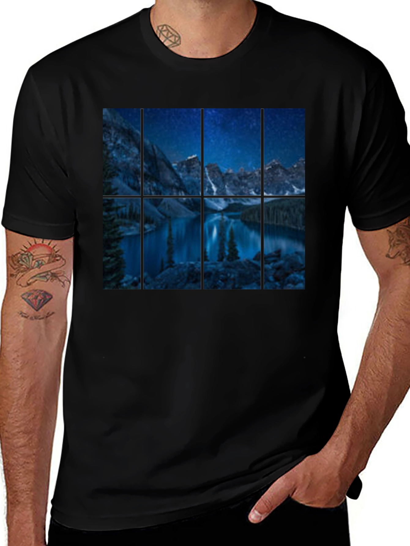 Night Lake Mountain Graphic Tee