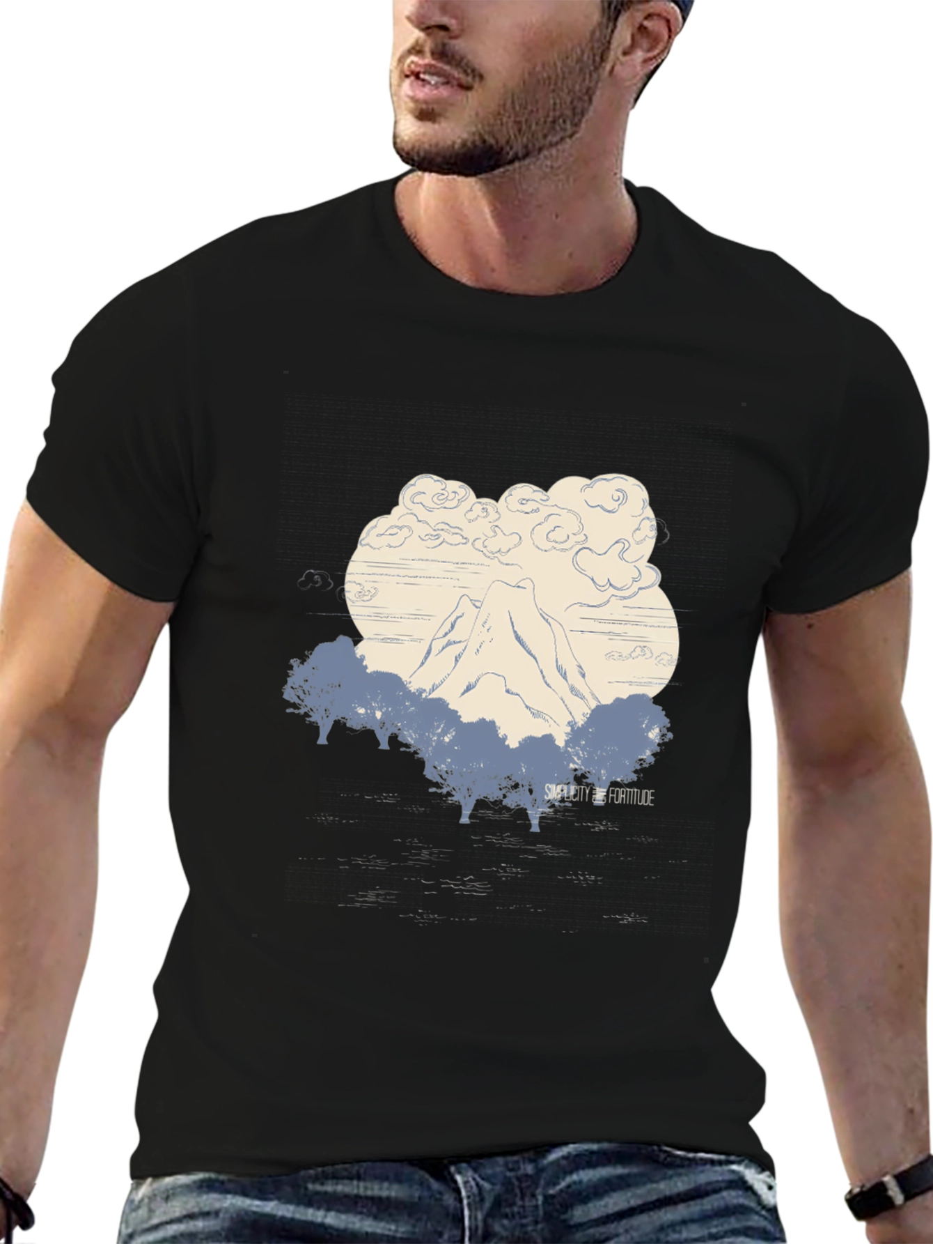 Mountain Graphic Tee - Black Cotton Comfort