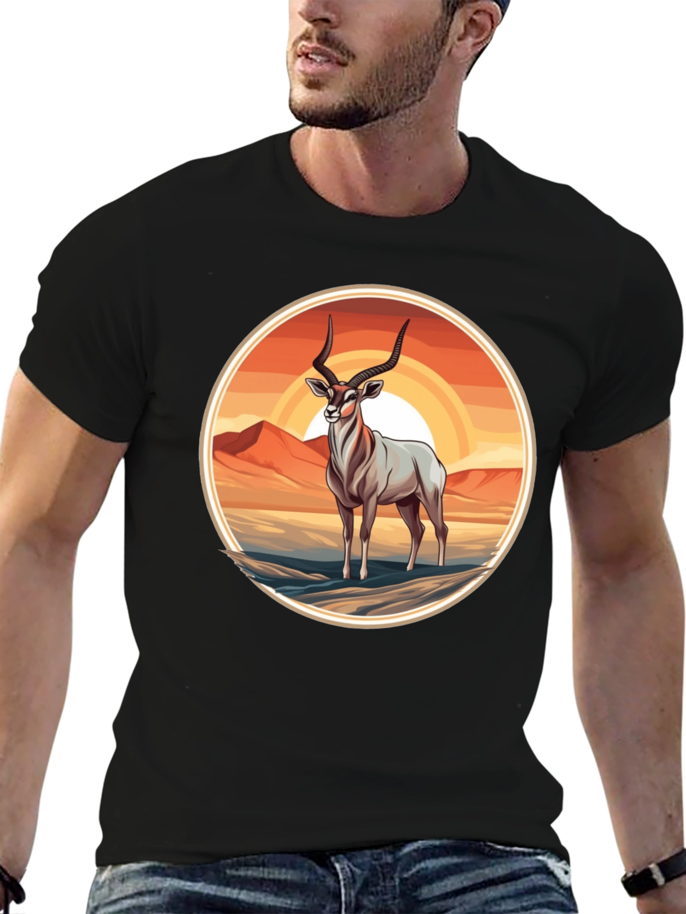 Antelope Graphic Tee - Desert Sunset Design