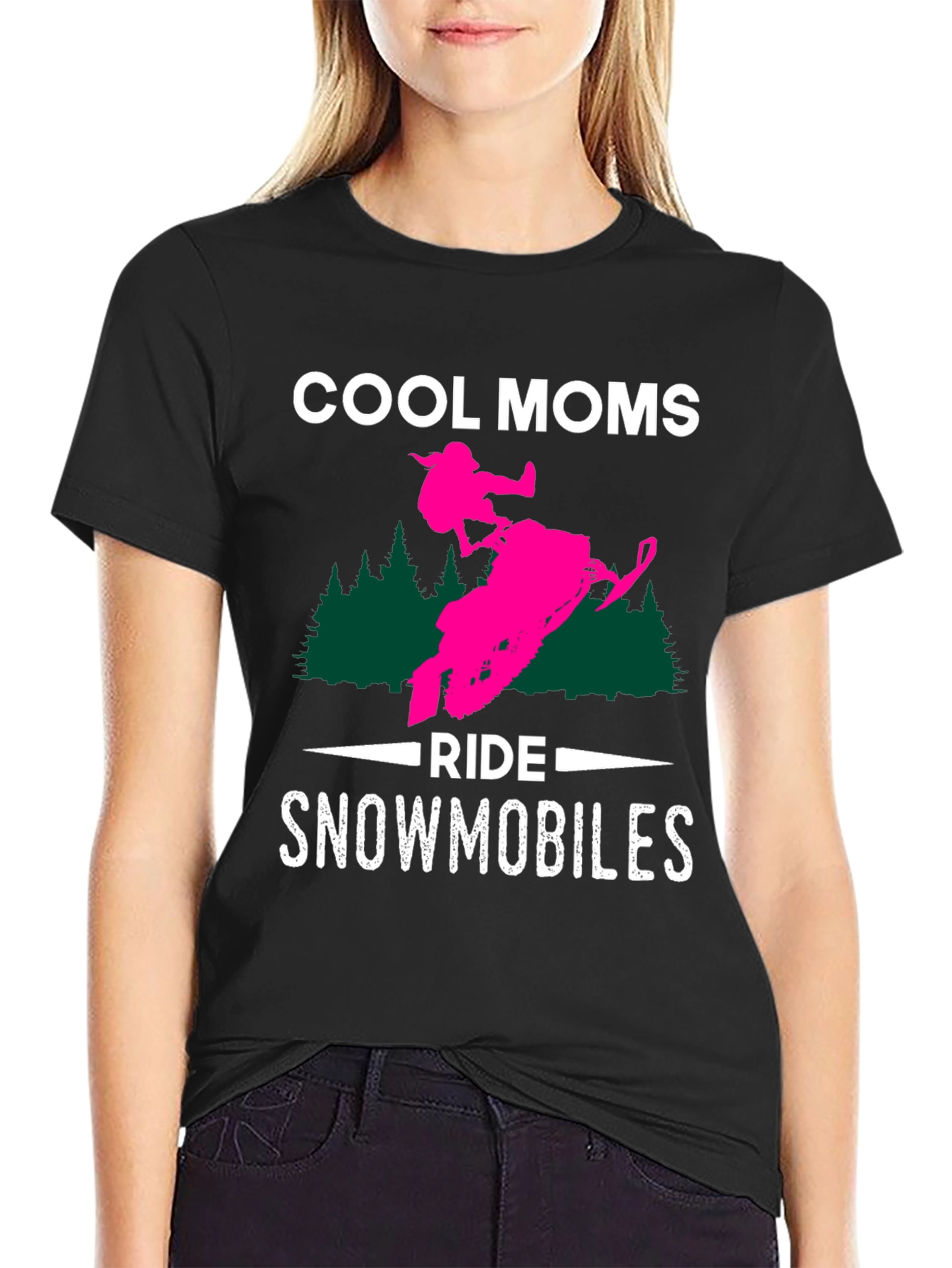 Cool Moms Ride Snowmobiles Graphic T-Shirt