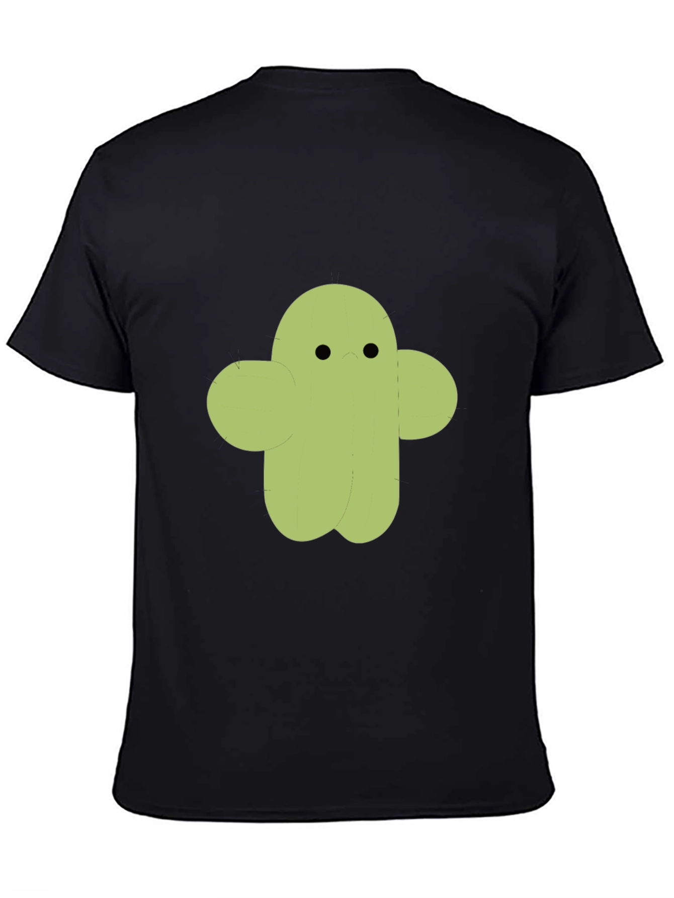 Cute Cactus Character Graphic Tee - Black