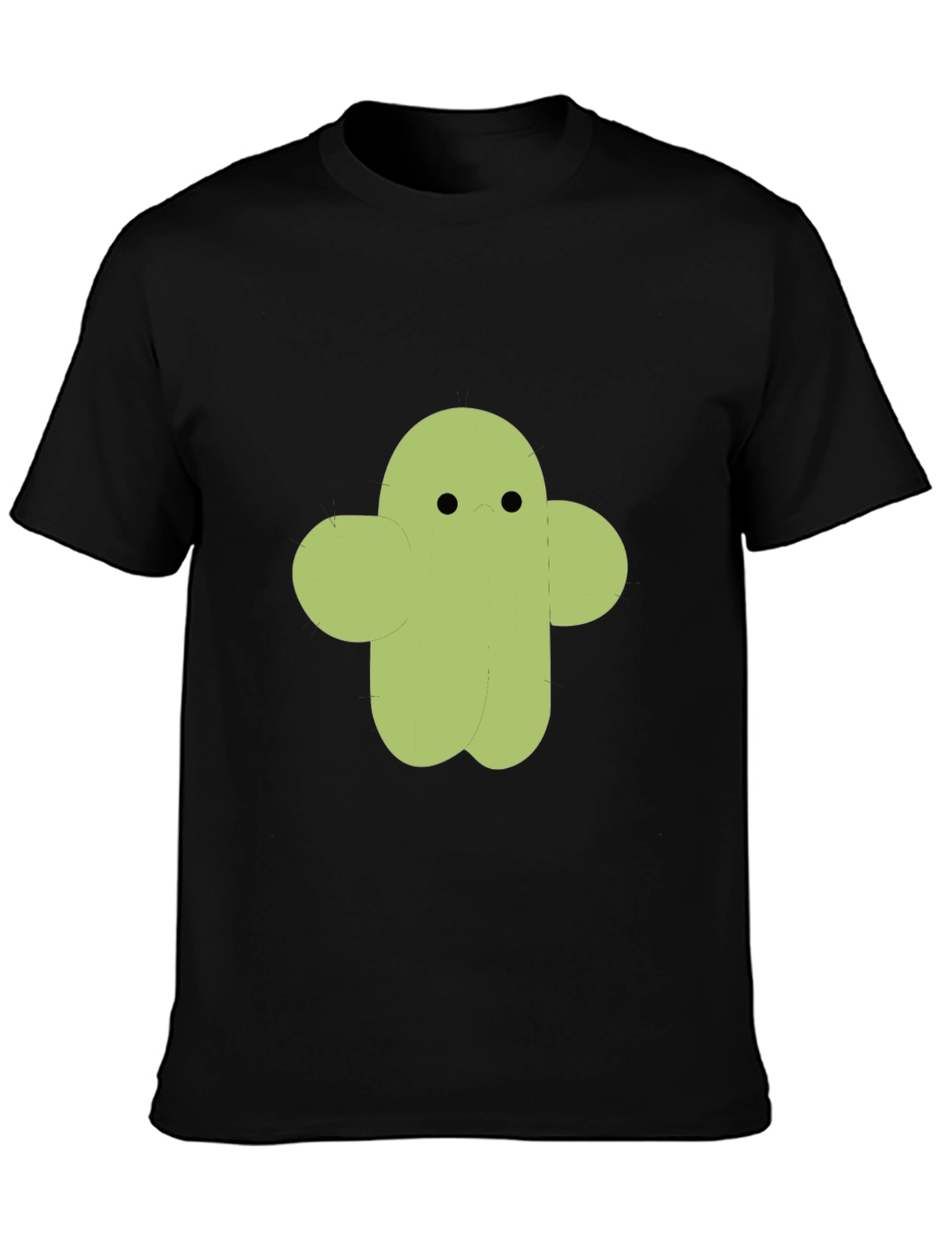 Cute Cactus Character Graphic Tee - Black