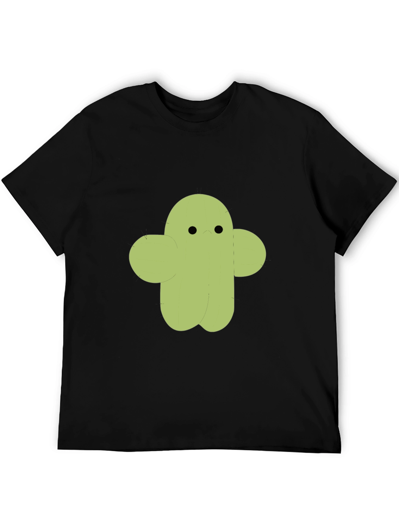 Cute Cactus Character Graphic Tee - Black